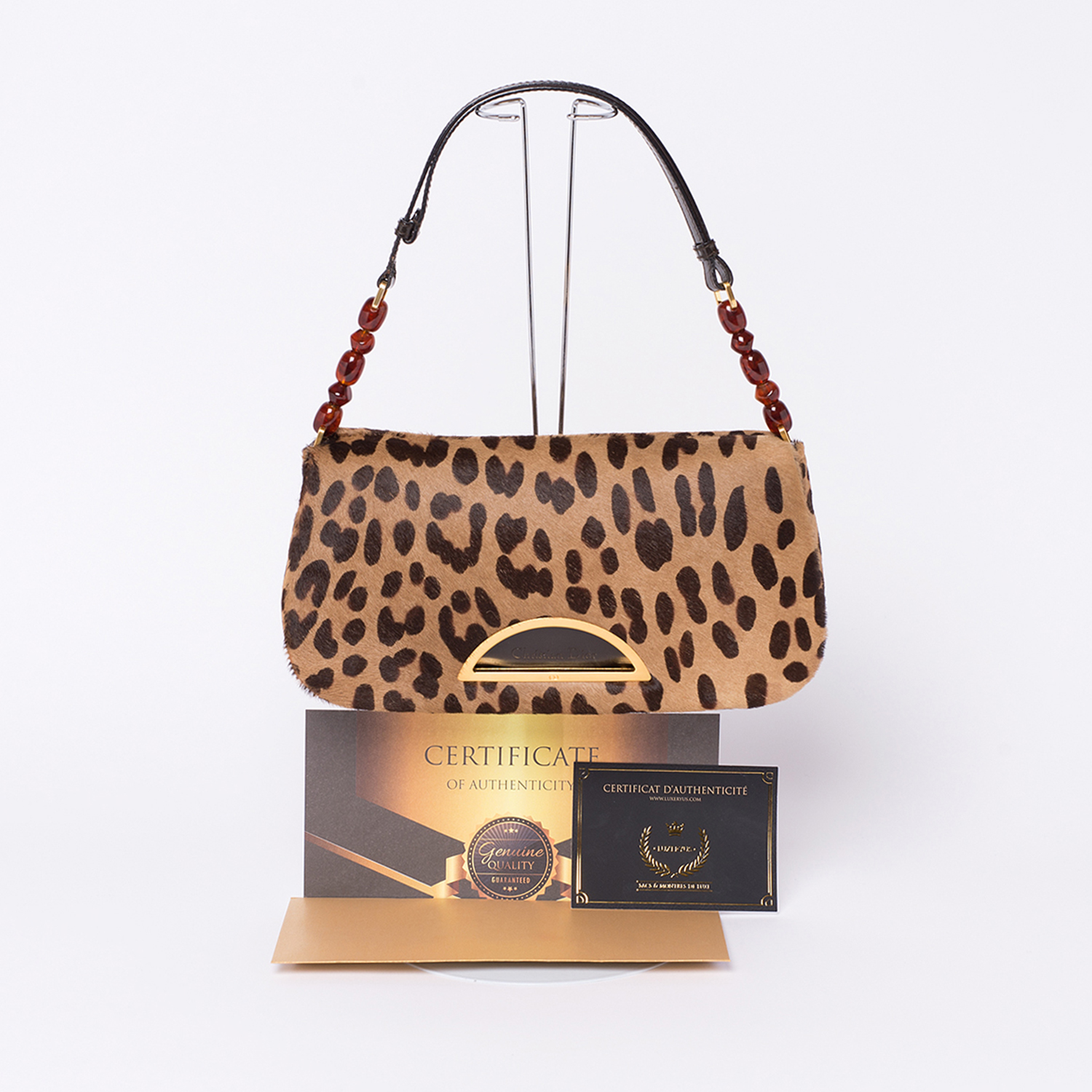 Ravissant Sac Christian Dior Malice Authentique d'occasion en poulain imprimé façon léopard