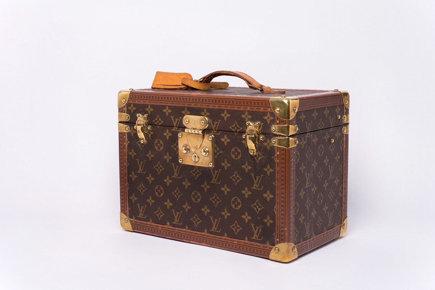 Vanity (Boîte à flacons) Louis Vuitton Vintage Authentique grand modèle en toile monogram brun