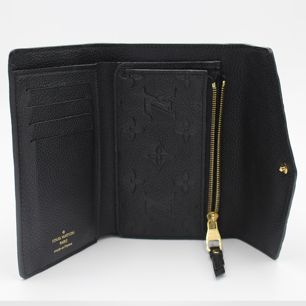Portefeuille Louis Vuitton Curieuse Compact Authentique d'occasion en Cuir Monogram Empreinte couleur noir