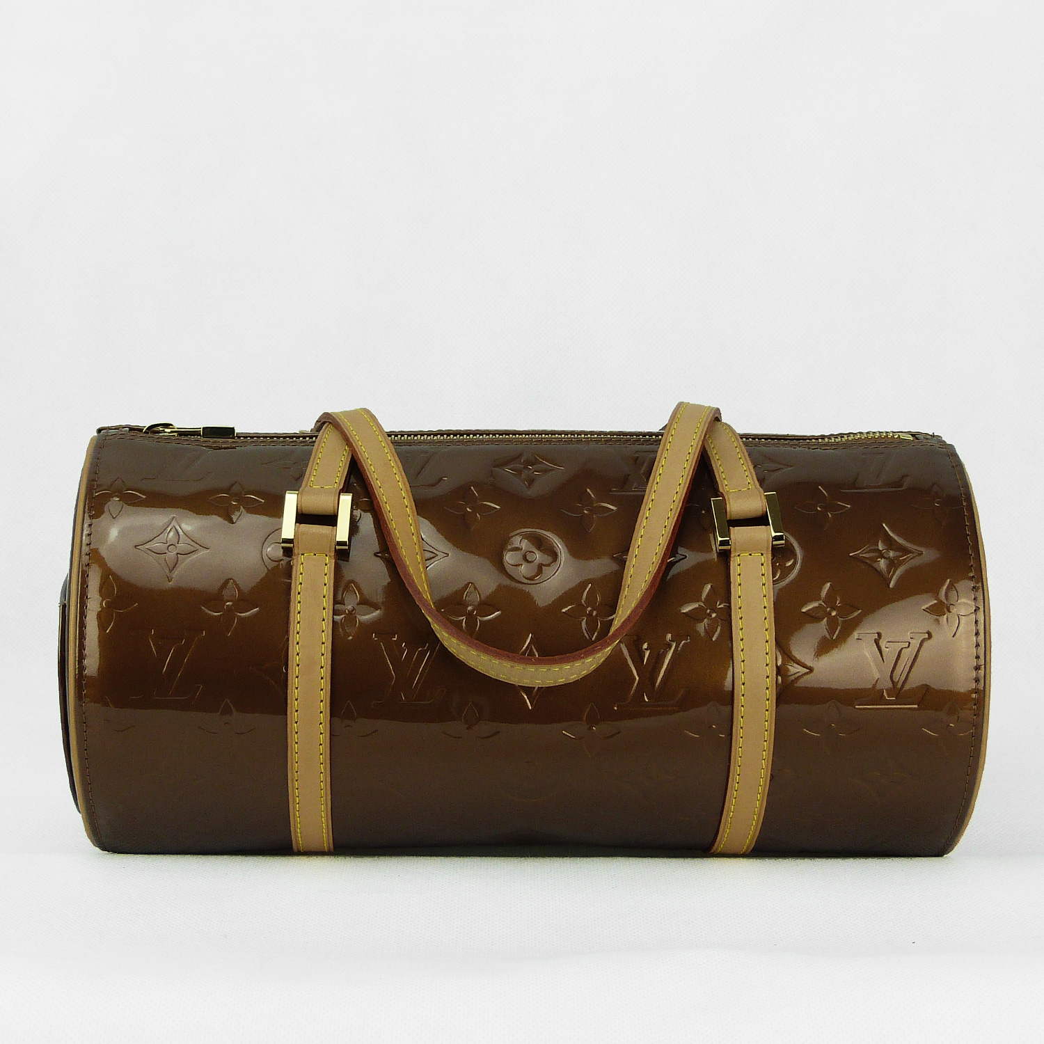 Sac à main Louis Vuitton Bedford Authentique d'occasion en cuir vernis couleur bronze + 1 multi-clés 4 Louis Vuitton assorti au sac