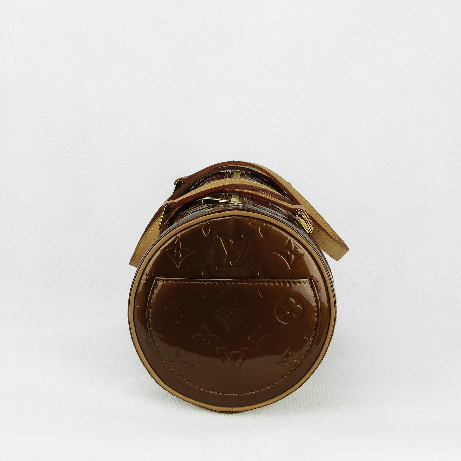 Sac à main Louis Vuitton Bedford Authentique d'occasion en cuir vernis couleur bronze + 1 multi-clés 4 Louis Vuitton assorti au sac